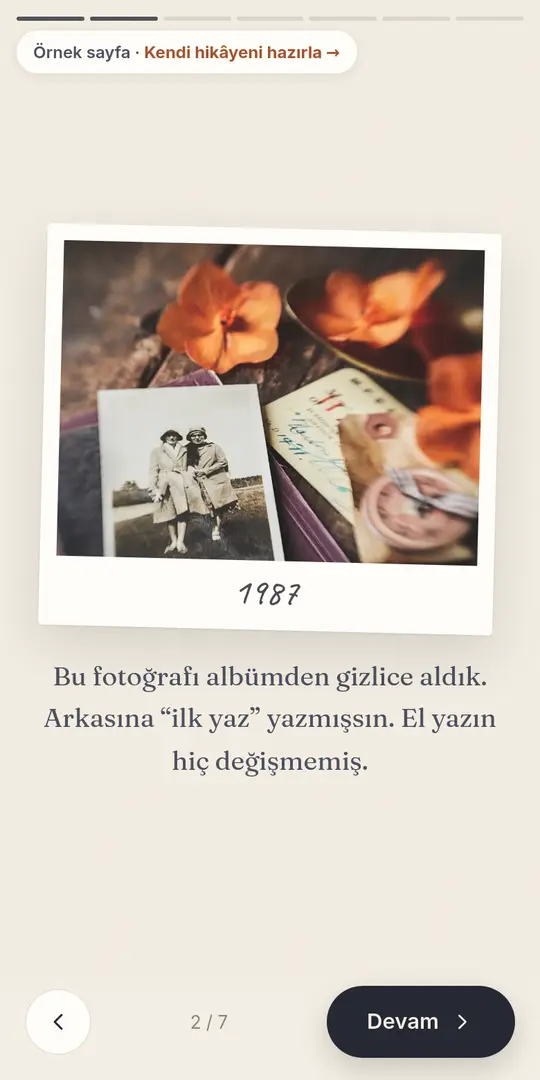 Anne örneği: anı sayfası