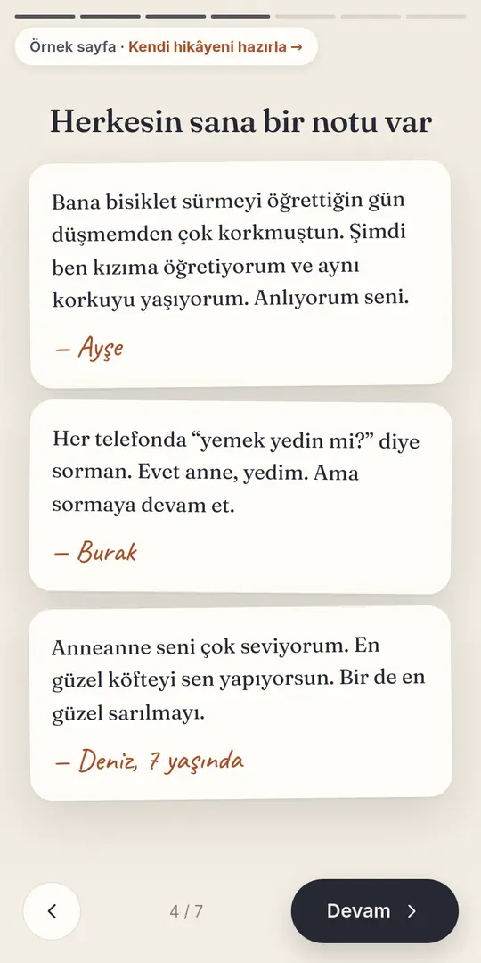 Notlar sayfası: aileden kısa notlar
