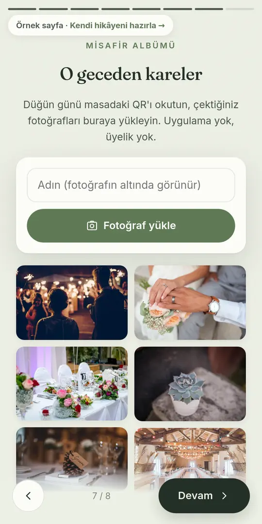Misafir albümü sayfası
