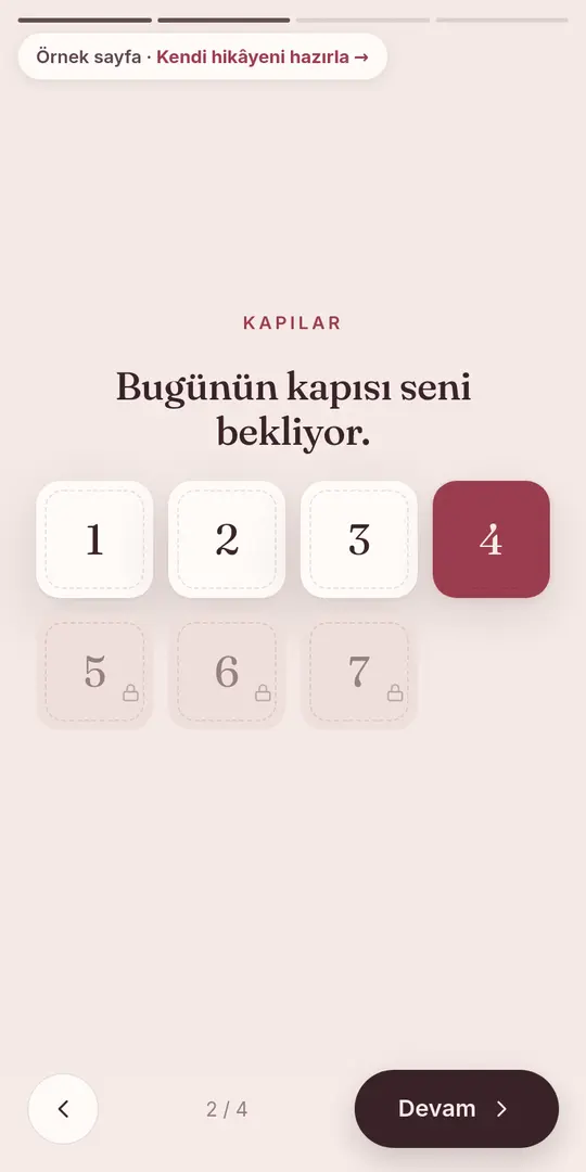 Sürpriz takvimi: her gün bir kapı